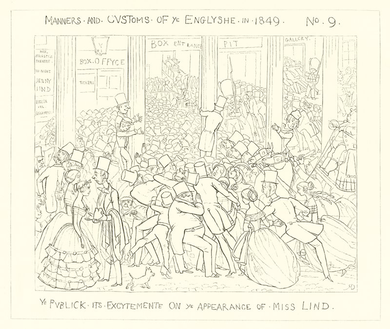 1849, A közönség lelkesedik Lind kisasszony megjelenése miatt alkotó: Richard Doyle