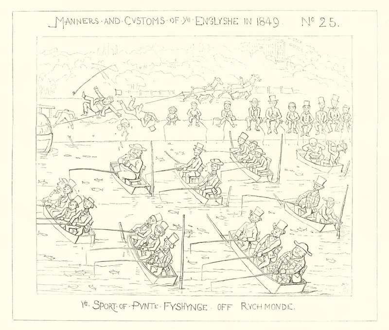 1849, A punt horgászat sportja Richmond mellett alkotó: Richard Doyle