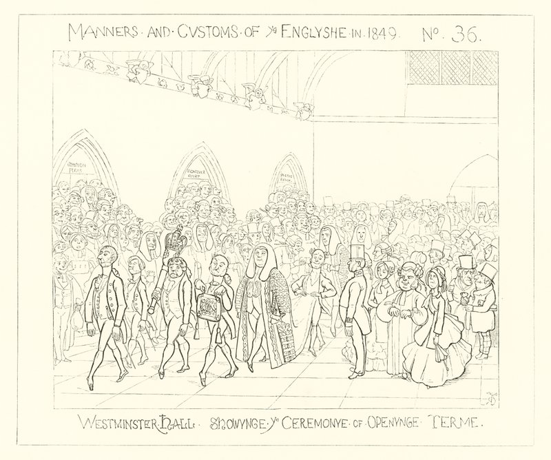 1849, Westminster Hall, A megnyitó ünnepsége alkotó: Richard Doyle