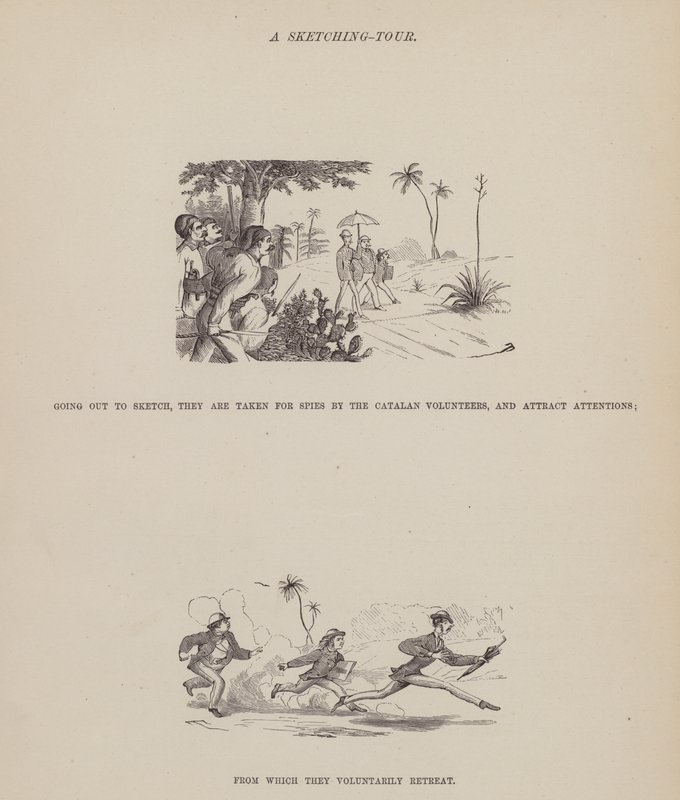 Oldal a Brown, Jones és Robinson urak amerikai körútjából (metszet) alkotó: Richard Doyle