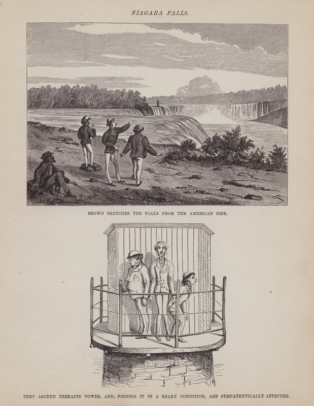 Oldal a Brown, Jones és Robinson urak amerikai körútjából (metszet) alkotó: Richard Doyle