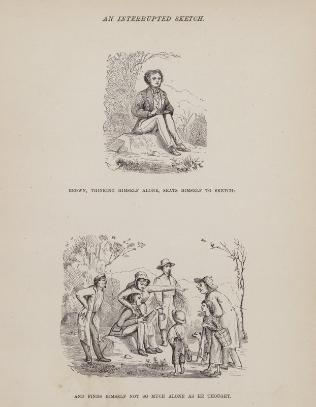 Oldal a Brown, Jones és Robinson urak amerikai körútjából (metszet) alkotó: Richard Doyle