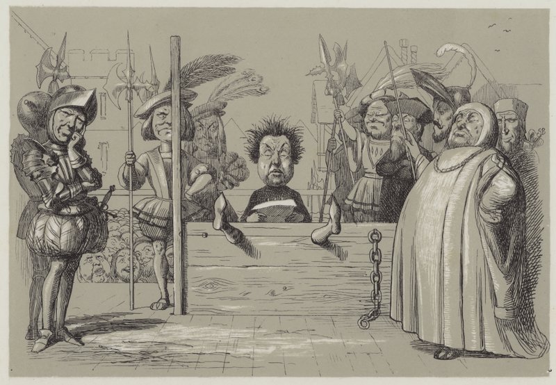 Perkin Warbeck a vallomását olvassa (akvatinta) alkotó: Richard Doyle