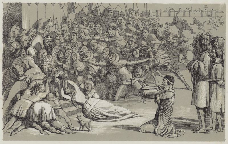 Calais feladása (akvatinta) alkotó: Richard Doyle
