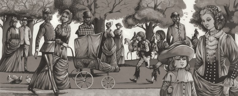 Hyde Park az 1880-as években (gouache, papír) alkotó: Richard Hook