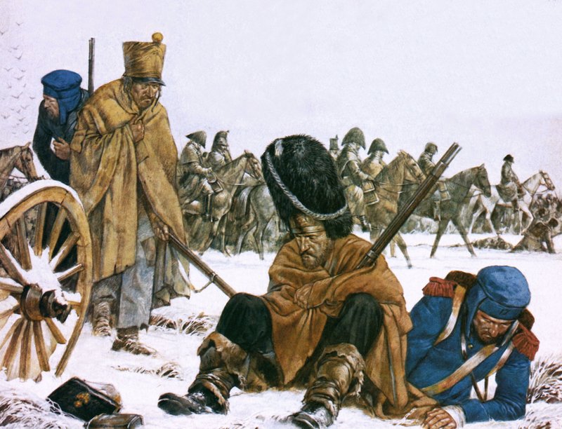Napóleon visszavonulása Moszkvából alkotó: Richard Hook