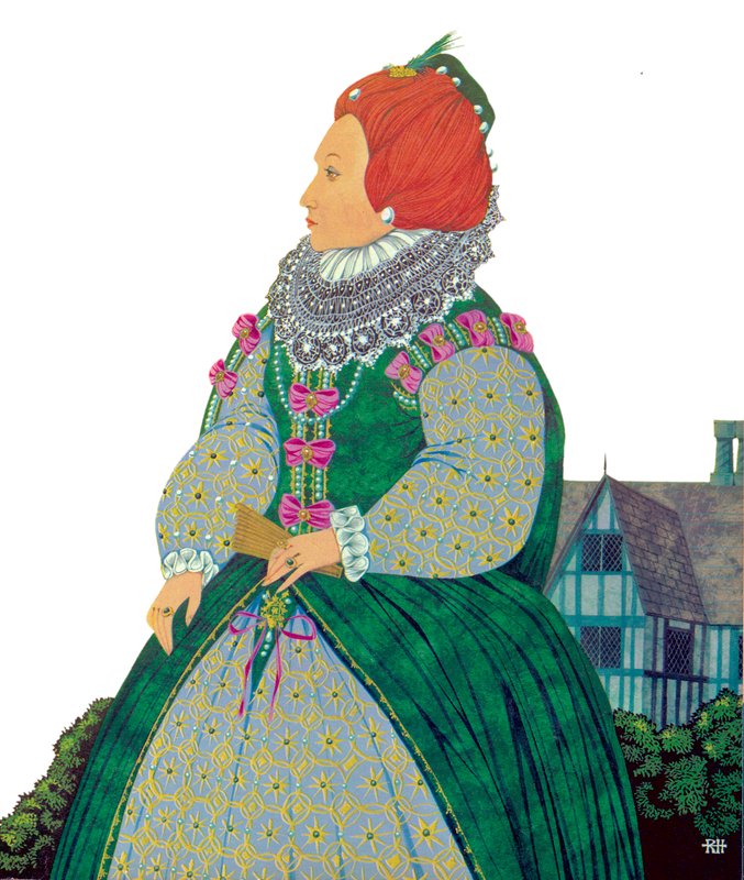 I. Erzsébet királynő (színes litográfia) alkotó: Richard Hook