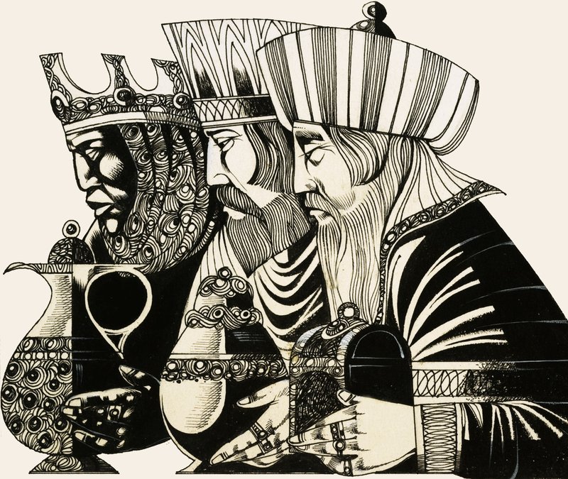 Három királyok (gouache, papír) alkotó: Richard Hook