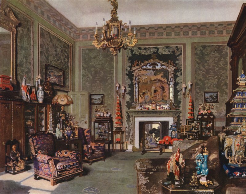 Buckingham-palota: Mária királynő kínai Chippendale-szobája (színes lithó) alkotó: Richard Jack