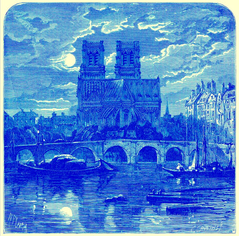 Notre Dame székesegyház, Samuel Green „French Pictures” című illusztrációja, 1878-ban megjelent (digitálisan javított kép) alkotó: Richard Principal (after) Leitch
