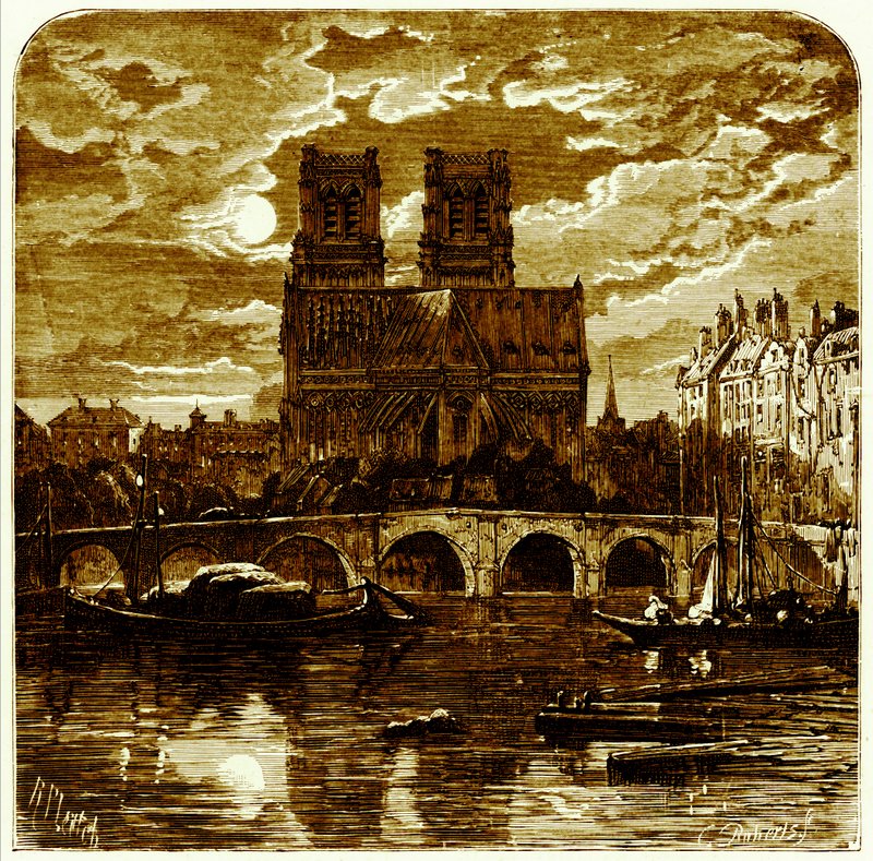 Notre Dame székesegyház, Samuel Green „French Pictures” című illusztrációja, 1878-ban megjelent (digitálisan javított kép) alkotó: Richard Principal (after) Leitch