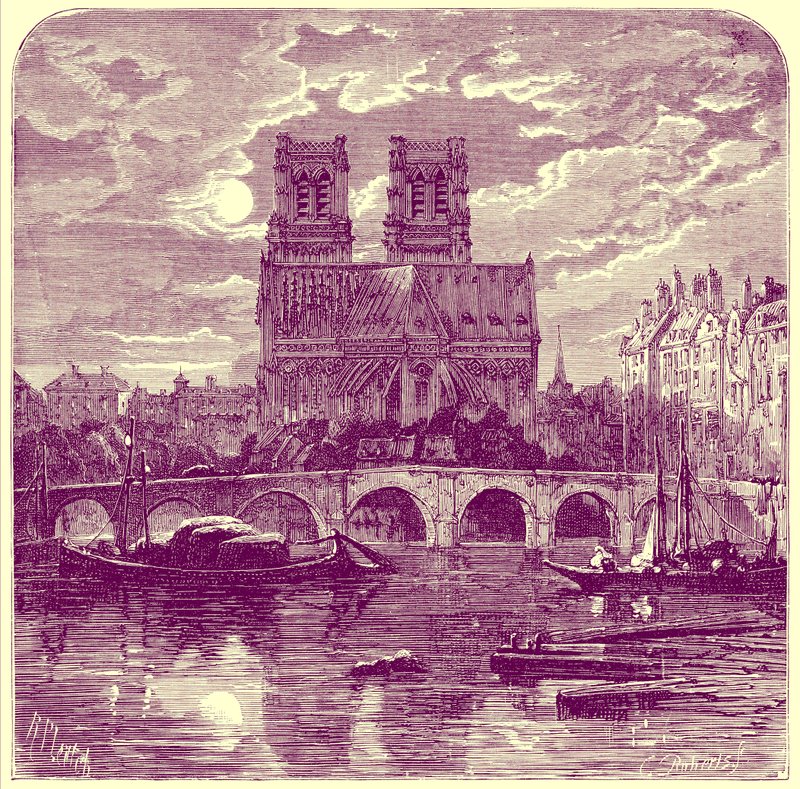 Notre Dame székesegyház, Samuel Green „French Pictures” című illusztrációja, 1878-ban megjelent (digitálisan javított kép) alkotó: Richard Principal (after) Leitch
