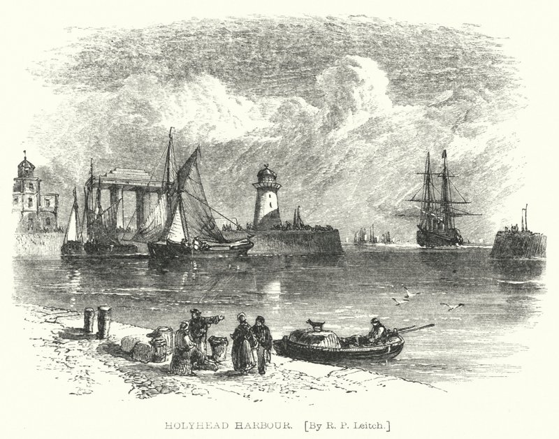 Holyhead Harbour (metszet) alkotó: Richard Principal (after) Leitch