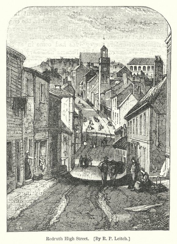Redruth High Street (metszet) alkotó: Richard Principal (after) Leitch