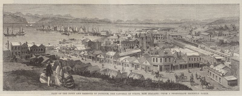 Dunedin városának és kikötőjének része, Otago fővárosa, Új-Zéland alkotó: Richard Principal Leitch