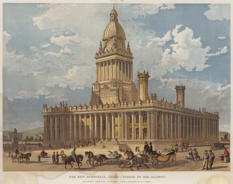 Az új városháza, Leeds, Őfelsége (chromolitho) nyitotta meg alkotó: Richard Principal Leitch