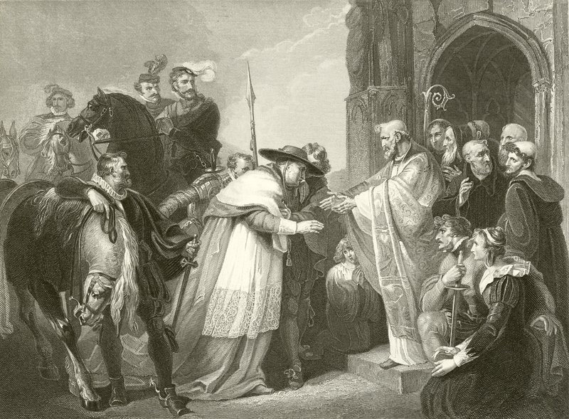 Wolsey bíboros a Leicesteri apátságban alkotó: Richard Westall