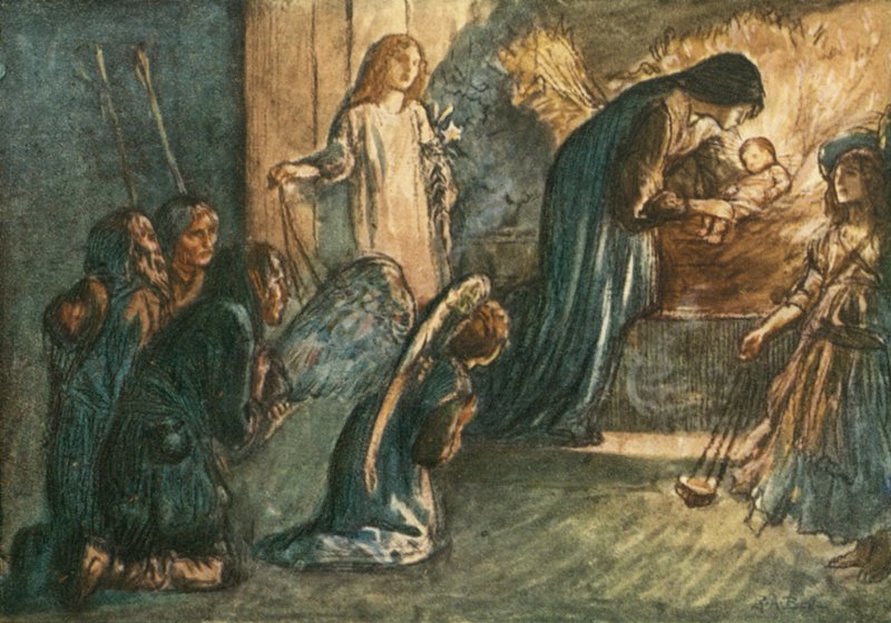 De lásd! A Szűz áldása nyugalomra helyezte Kisbabáját alkotó: Robert Anning Bell