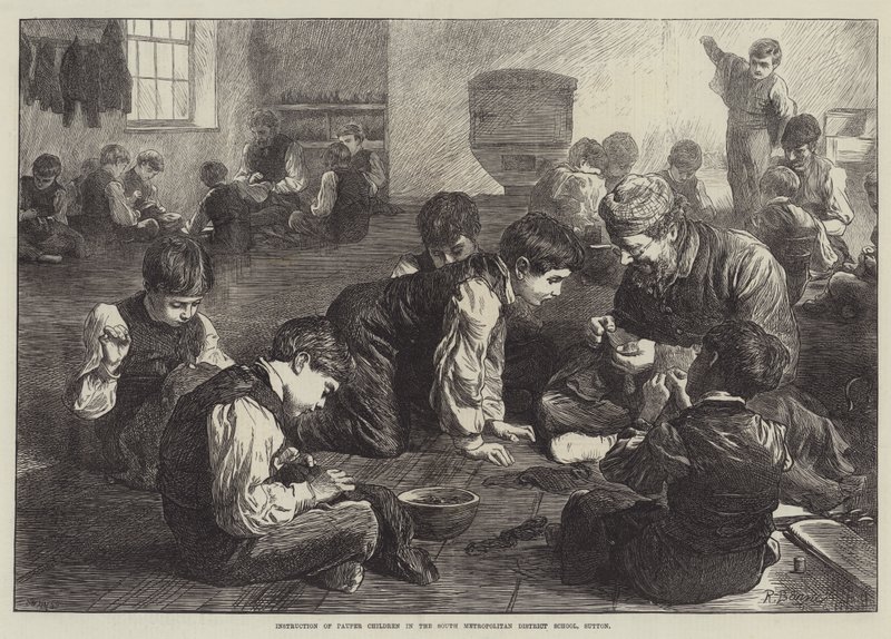 Pauper Children oktatása a South Metropolitan District Schoolban, Sutton alkotó: Robert Barnes