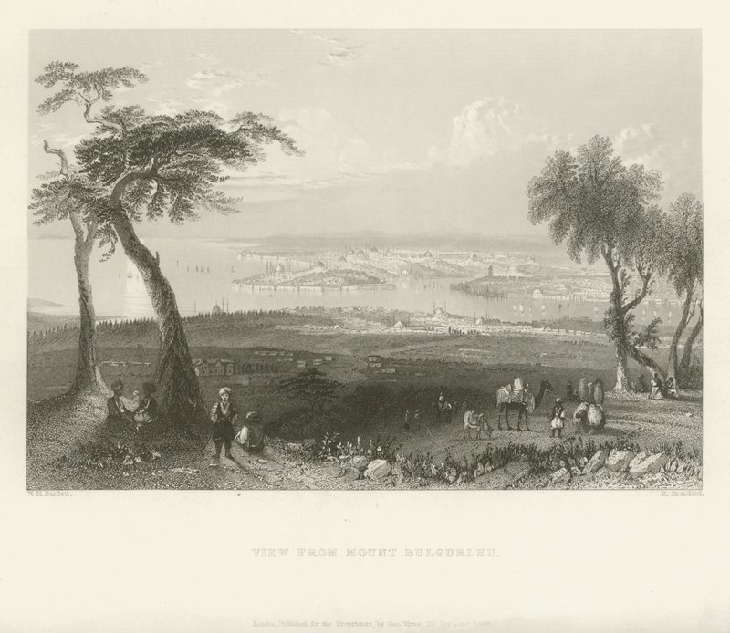 Kilátás a Bulgurlhu-hegyről, Törökország, 1839 alkotó: Robert Brandard