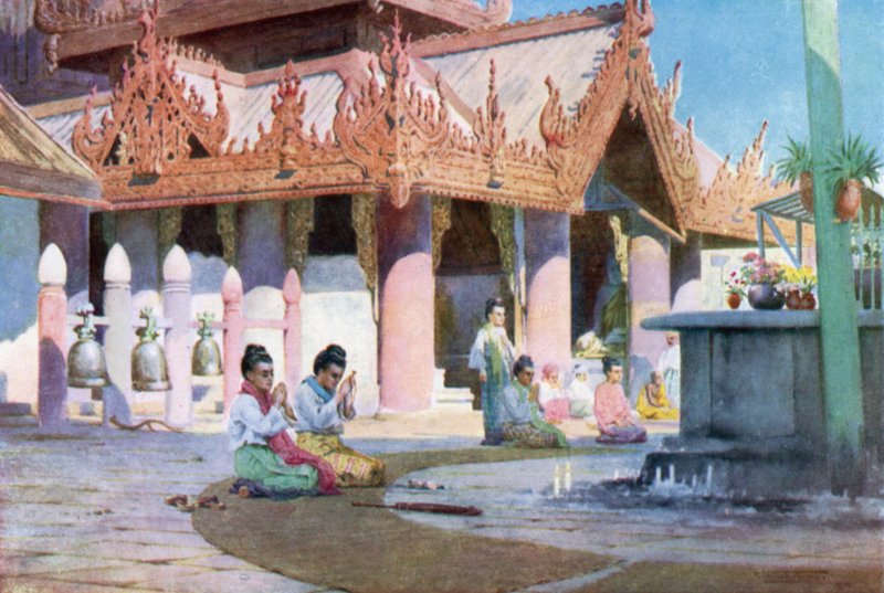 Imádság a pagoda emelvényén, Prome alkotó: Robert George Talbot Kelly