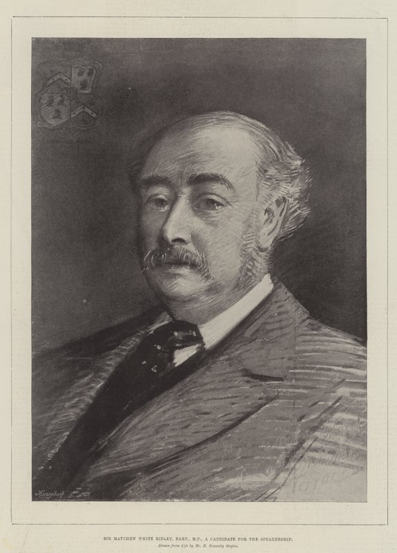 Sir Matthew White Ridley, Baronet, parlamenti képviselő, a házelnöki tisztség jelöltje alkotó: Robert Ponsonby Staples
