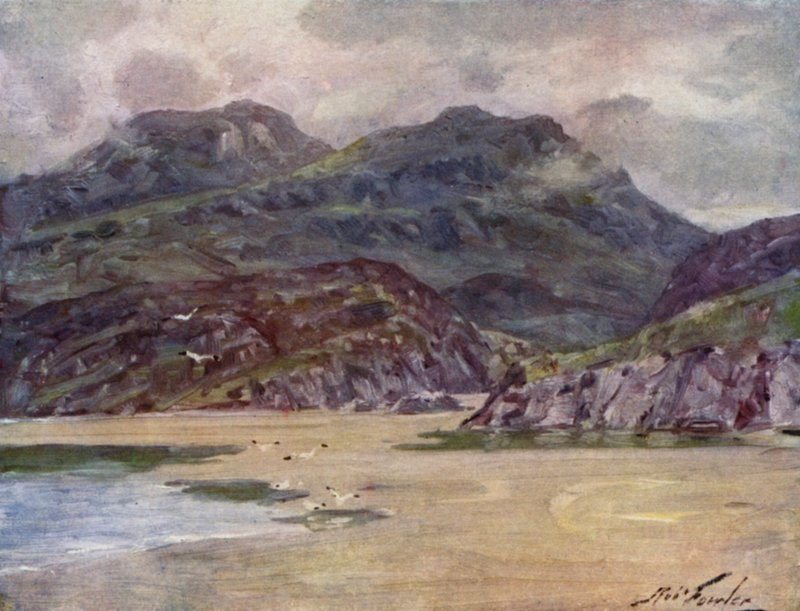 Egy magányos part Penudyn Deudraeth közelében (színes litó) alkotó: Robert (after) Fowler