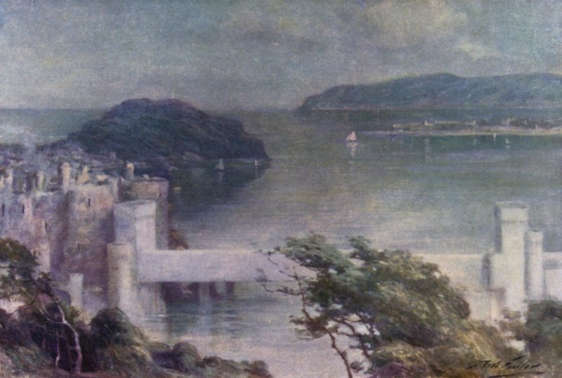 Conway Benarthból, kora reggel (színes litográfia) alkotó: Robert (after) Fowler
