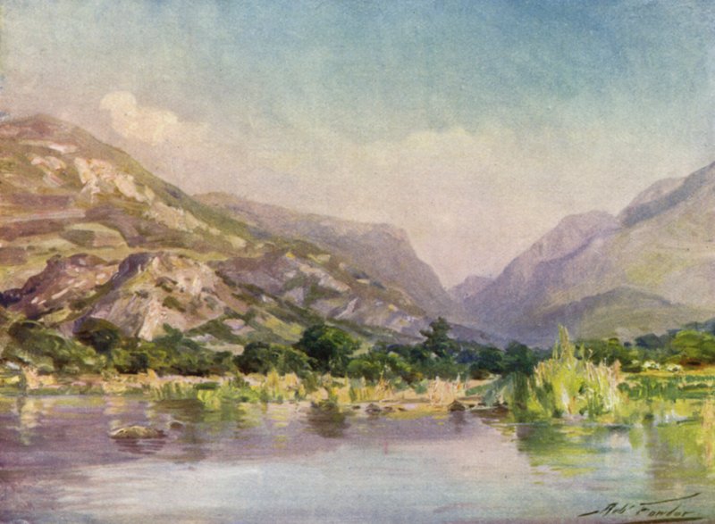 A Seiont folyón, Carnarvonshire, Evening Glow (színes litho) alkotó: Robert (after) Fowler