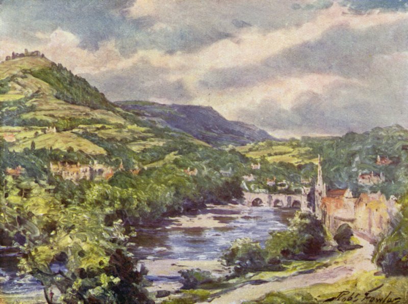 Llangollen kilátása (színes litho) alkotó: Robert (after) Fowler