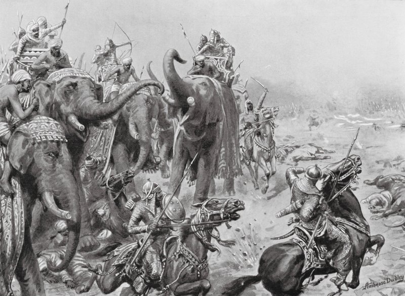 Babar Panipatban bemutatja a mezei ágyúkat alkotó: Robert Ambrose Dudley