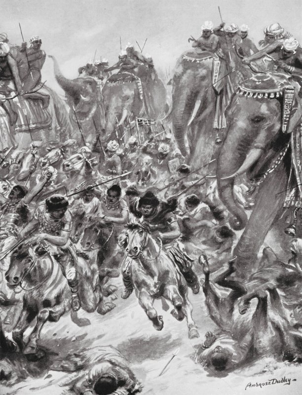 Az efthaliták vagy fehér hunok veresége, Kr. u. 528 (litográfia) alkotó: Robert Ambrose Dudley