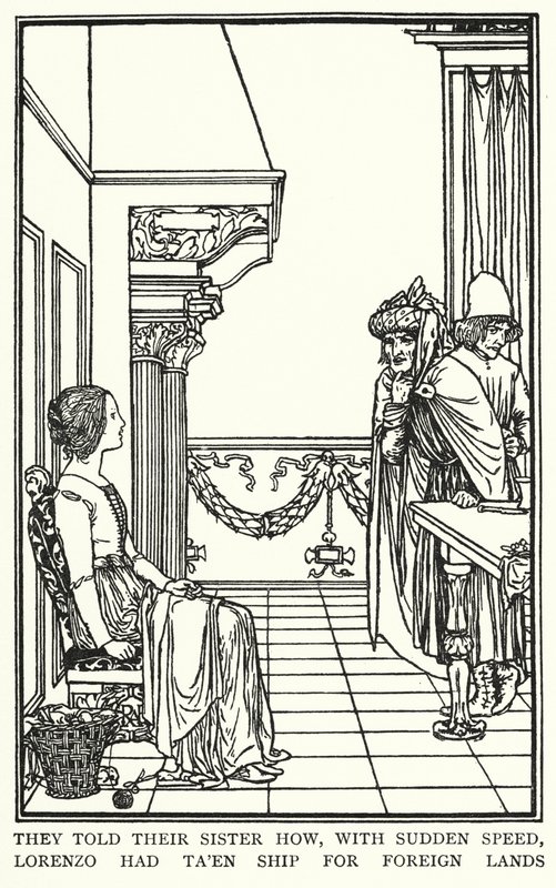 Illusztráció John Keats verseihez: Isabella vagy A bazsalikom edénye (litho) alkotó: Robert Anning Bell