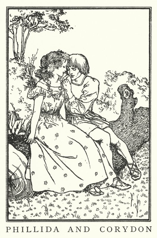 Phillida és Corydon (litho) alkotó: Robert Anning Bell