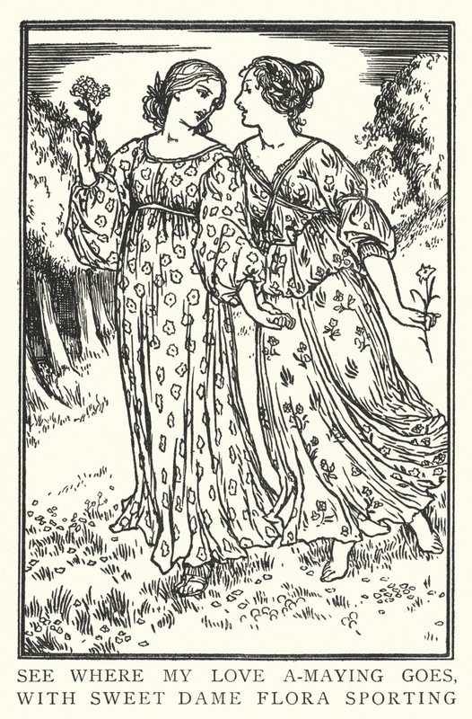 Nézze meg, hová megy szerelmem, a-maying, édes Flora sporting (litho) nővel alkotó: Robert Anning Bell