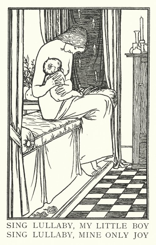 Énekelj altatódalt, kisfiam, énekelj altatódalt, az én egyetlen örömöm (litho) alkotó: Robert Anning Bell