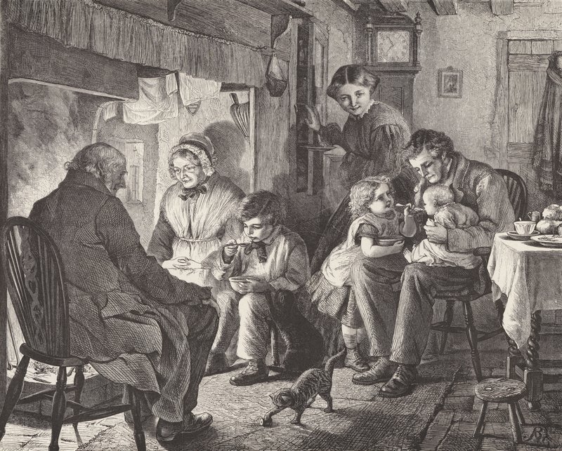 Tűzhelyi örömök (metszet) alkotó: Robert Barnes