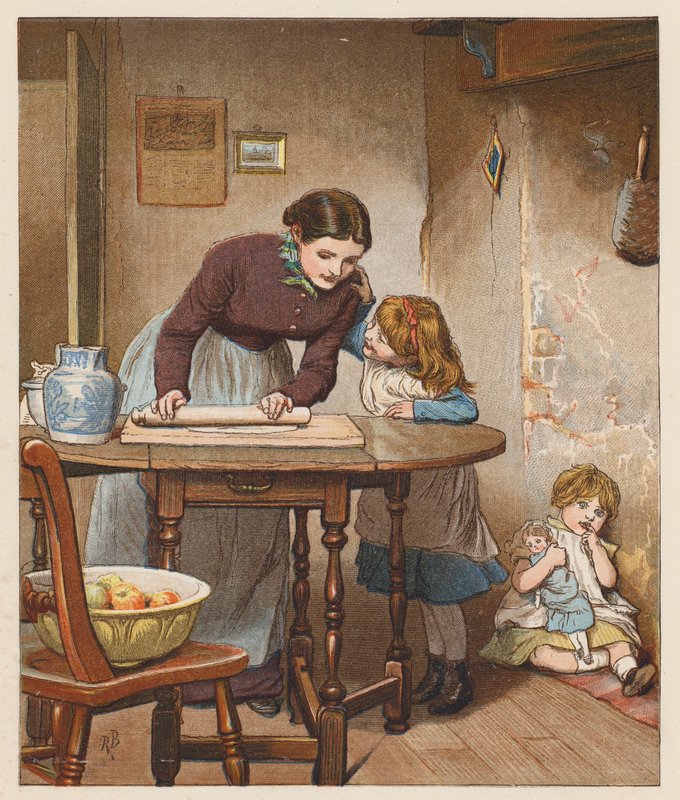 A gazda felesége almás pitét sütött (színes litográfia) alkotó: Robert Barnes