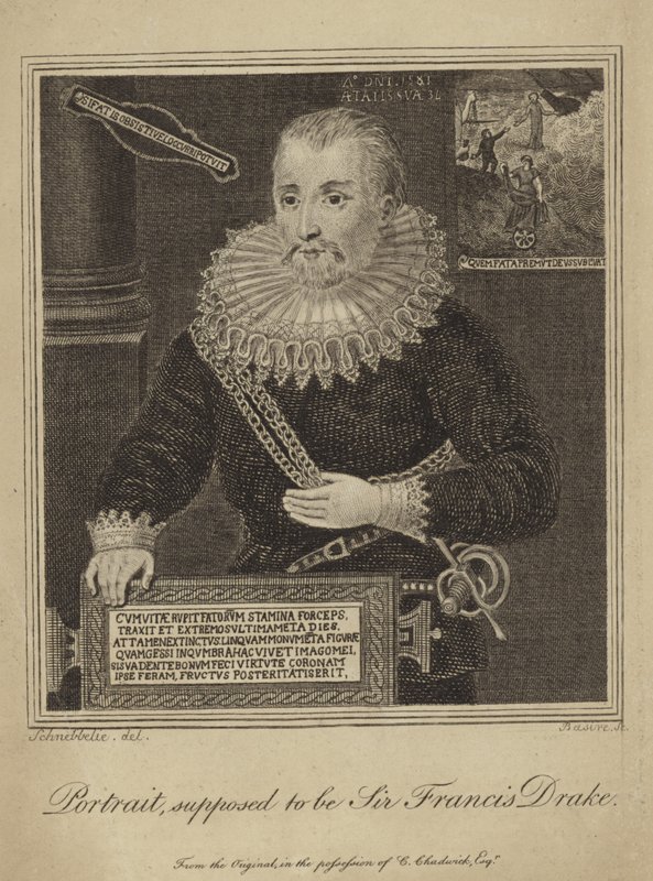Francis Drake (metszet) alkotó: Robert Blemell (after) Schnebbelie