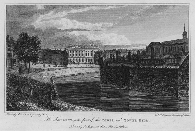 Az új pénzverde, a torony egy részével és a Tower Hill (metszet) alkotó: Robert Blemell (after) Schnebbelie