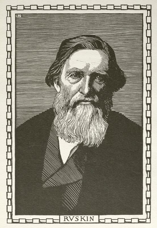 John Ruskin angol író, művészeti kritikus, művész és társadalmi gondolkodó (fametszet) alkotó: Robert Bryden