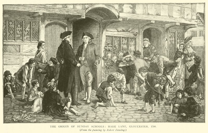 A vasárnapi iskolák eredete, Hare Lane, Gloucester, 1780 alkotó: Robert Dowling