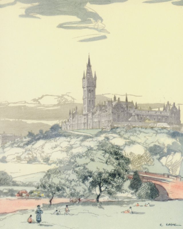 Glasgow: The University (színes litográfia) alkotó: Robert Eadie