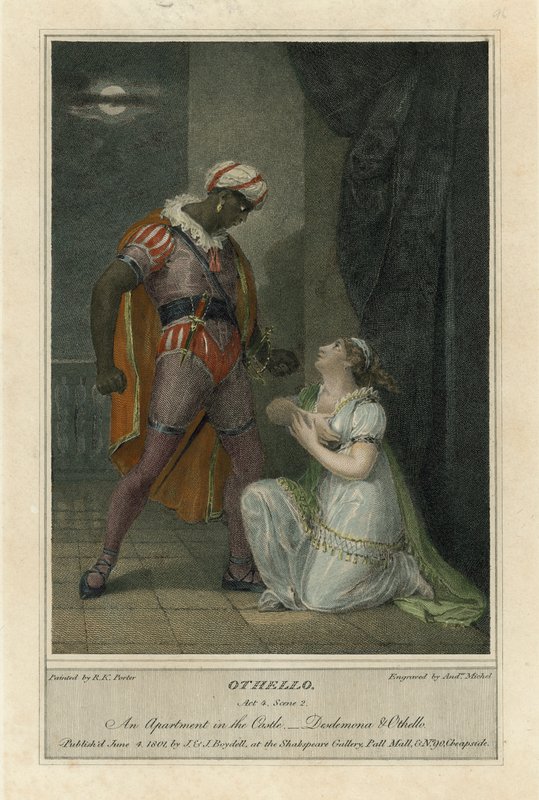 Illusztráció Shakespeare Otellójához, 4. felvonás 2. jelenet (színes metszet) alkotó: Robert Kerr (after) Porter