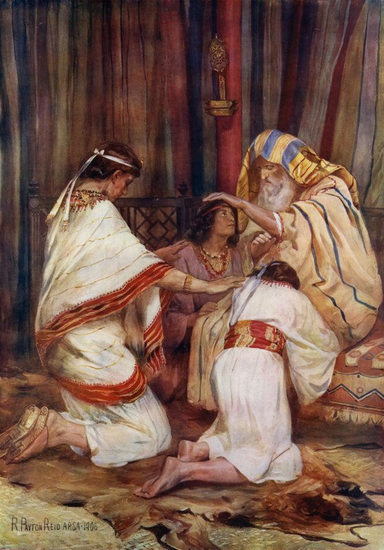 Jákob megáldja unokáit (színes litó) alkotó: Robert Payton Reid