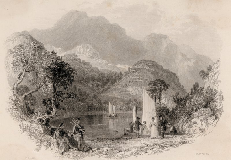 Trossach-hágó, Loch Katrine, Skócia (metszet) alkotó: Robert Wallis