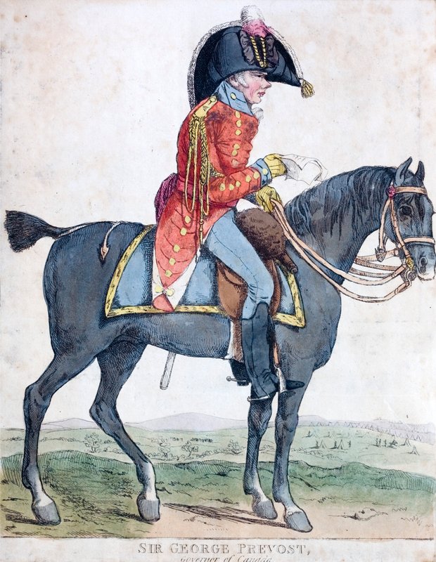 Sir George Prevost, brit katona és gyarmati adminisztrátor, Kanada főkormányzója (színes rézkarc) alkotó: Robert the younger Dighton