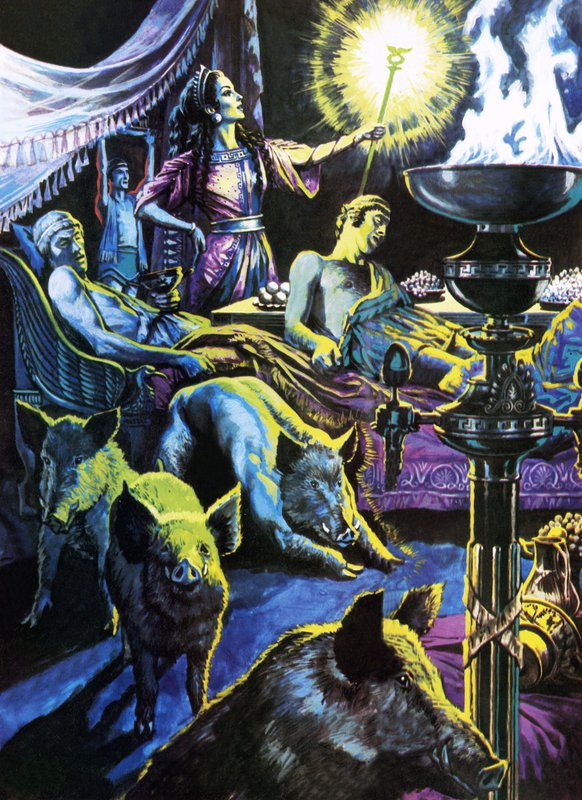 Circe a tengerészeket disznókká változtatja. alkotó: Roger Payne