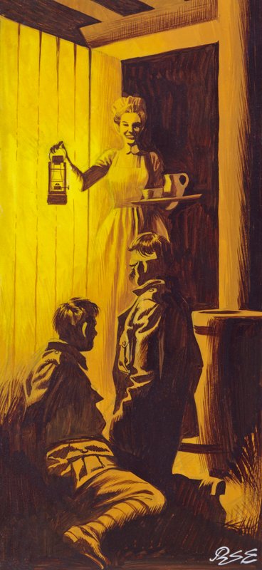 Edith Cavell szövetséges katonákat rejteget (gouache, papír) alkotó: Ron Embleton