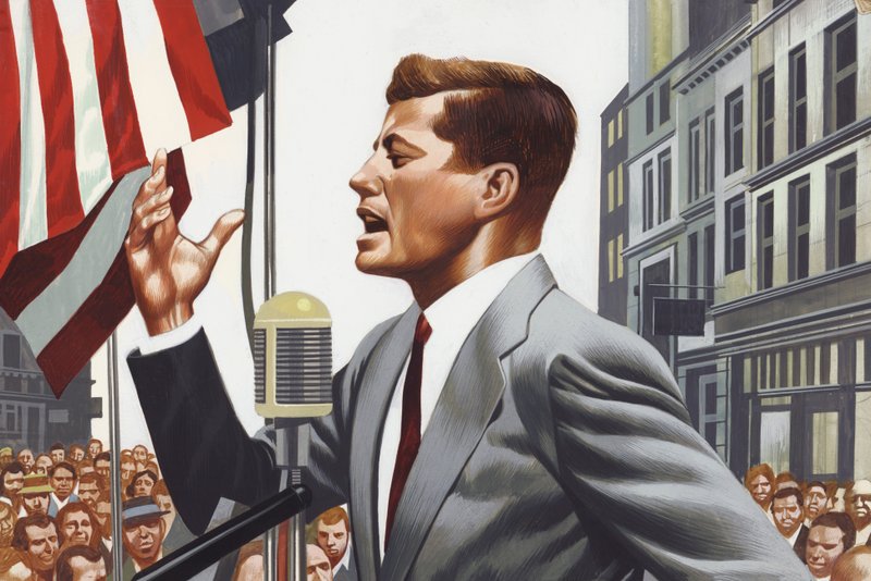 John Kennedy beszél (gouache, papír) alkotó: Ron Embleton